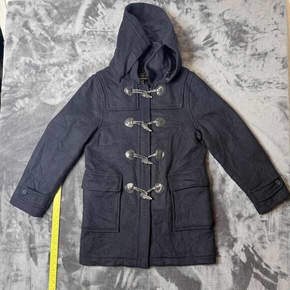 Barbour Womens Toggle Jacket Size 10 Long Sleeve Hooded Wool Flannel Lined - Picture 1 of 8